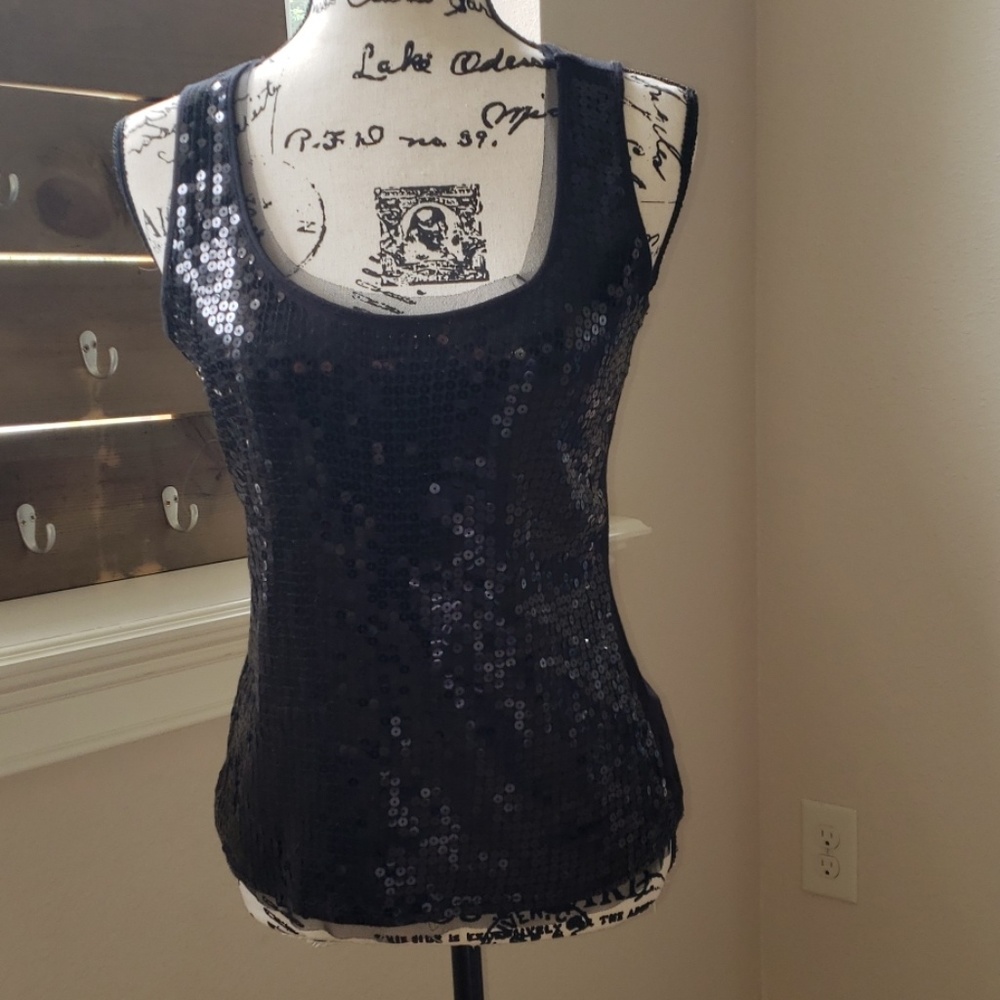 Black sequin tank top size S